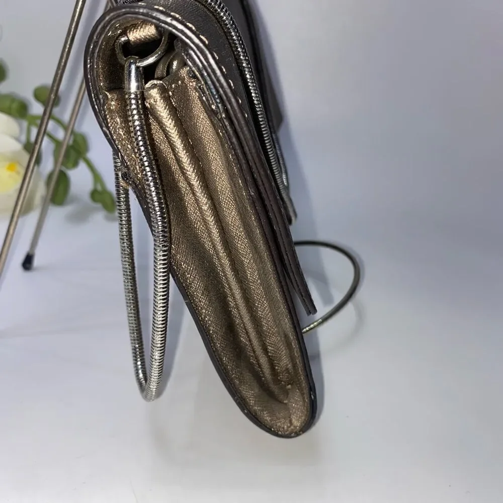 Calvin Klein Saffiano Leather Shoulder Purse Gold Small